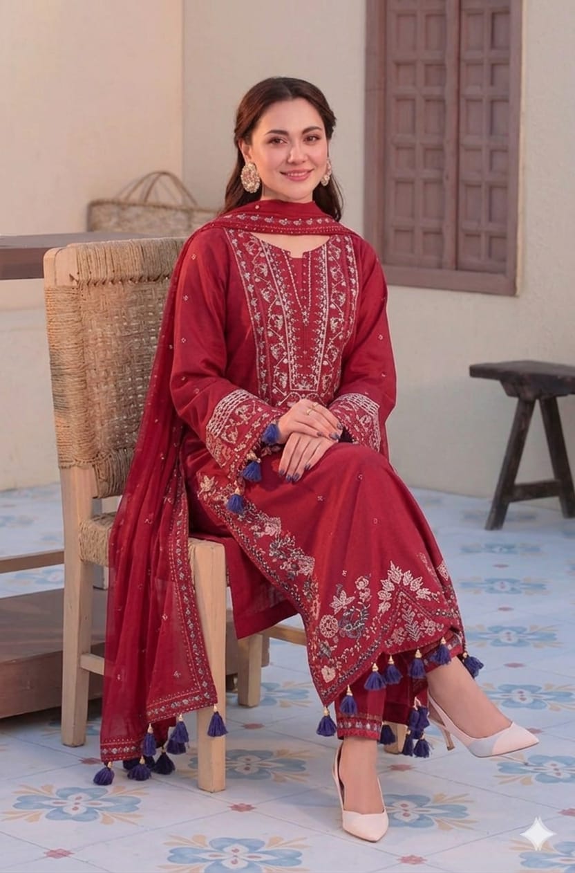 BRAND:*JADE* lawn embroidered luxury unstitched 3p | DC Free On Advace pyment Only