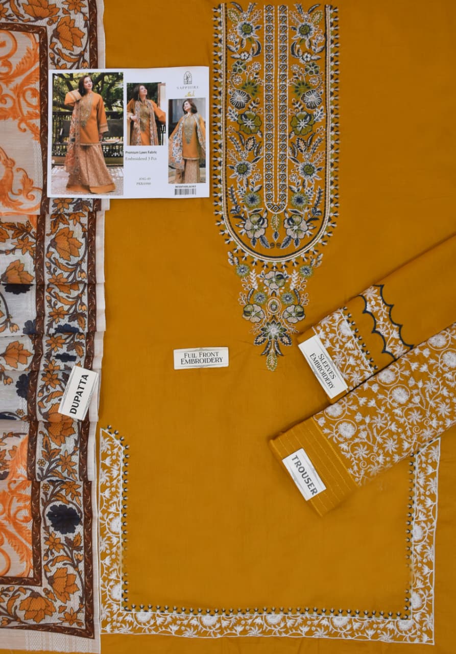 BRAND:*SAPPHIRE* lawn embroidered hit code unstitched 3pc | DC Free on Advance  only