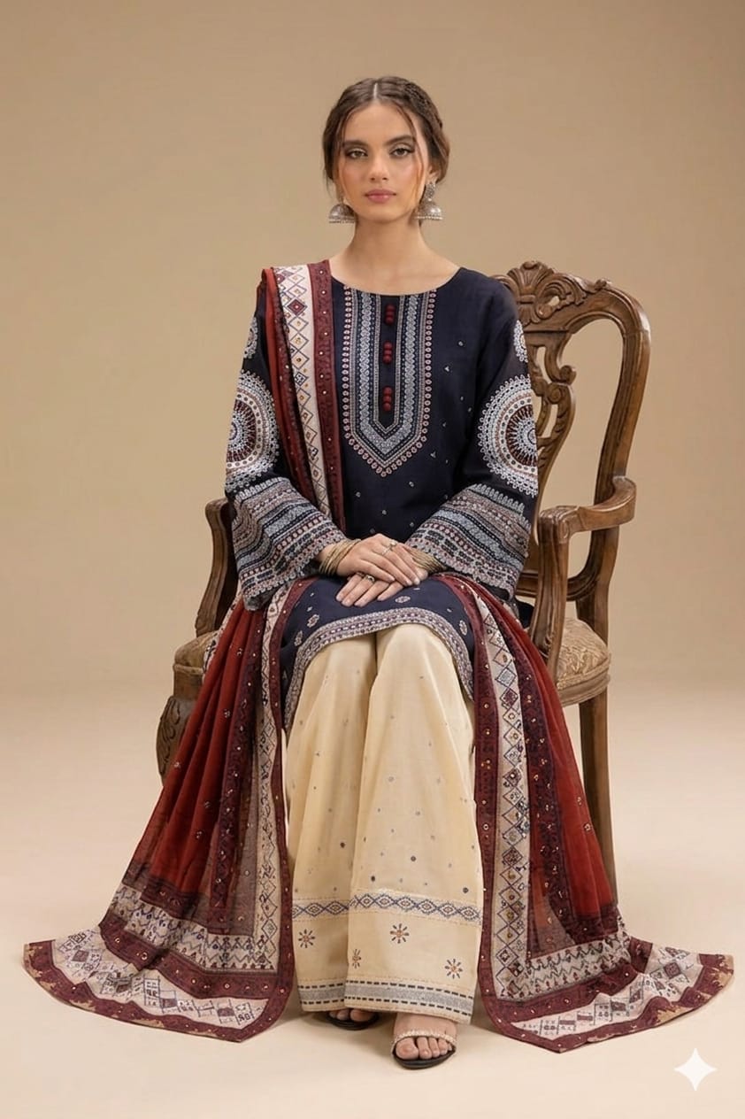 BRAND:*JAZMIN* lawn embroidered hit code unstitched 3pc | DC Free on Advance payment only