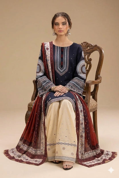 BRAND:*JAZMIN* lawn embroidered hit code unstitched 3pc | DC Free on Advance payment only