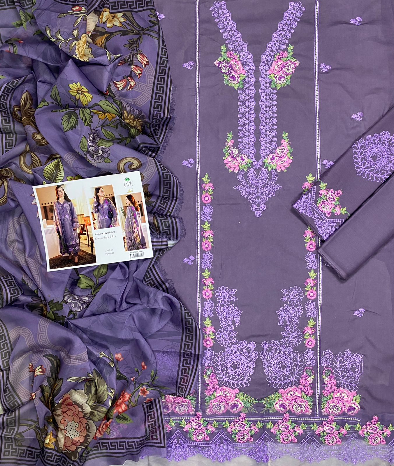 BRAND:*JADE* lawn embroidered luxury unstitched 3pc | DC Free on Advance payment