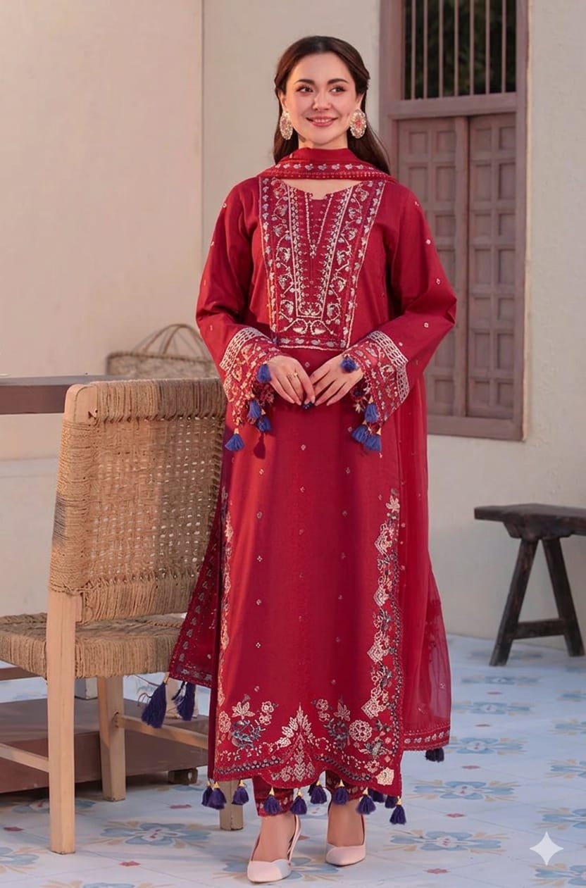 BRAND:*JADE* lawn embroidered luxury unstitched 3p | DC Free On Advace pyment Only