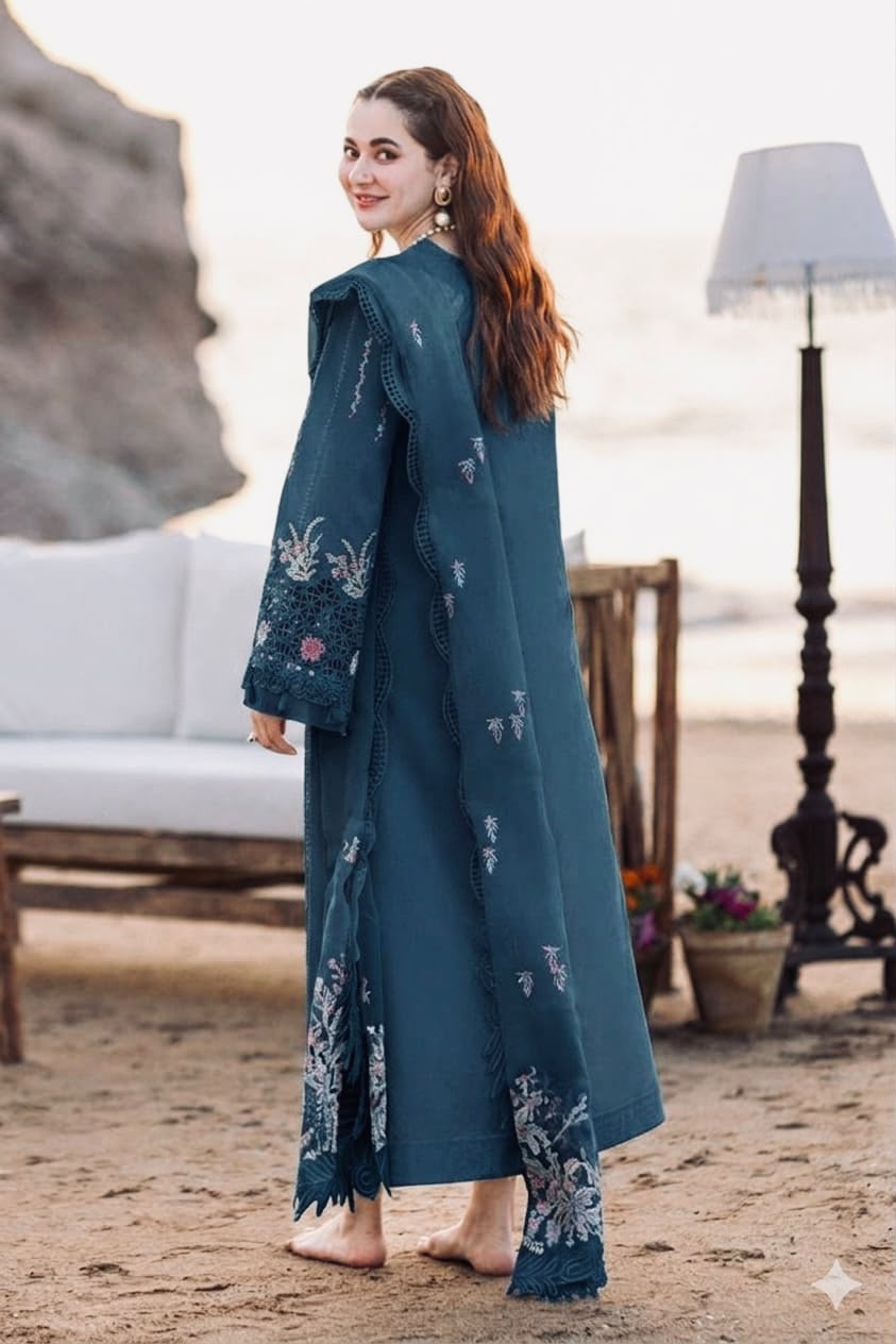 QALAMKAR Luxury Lawn - Model back view